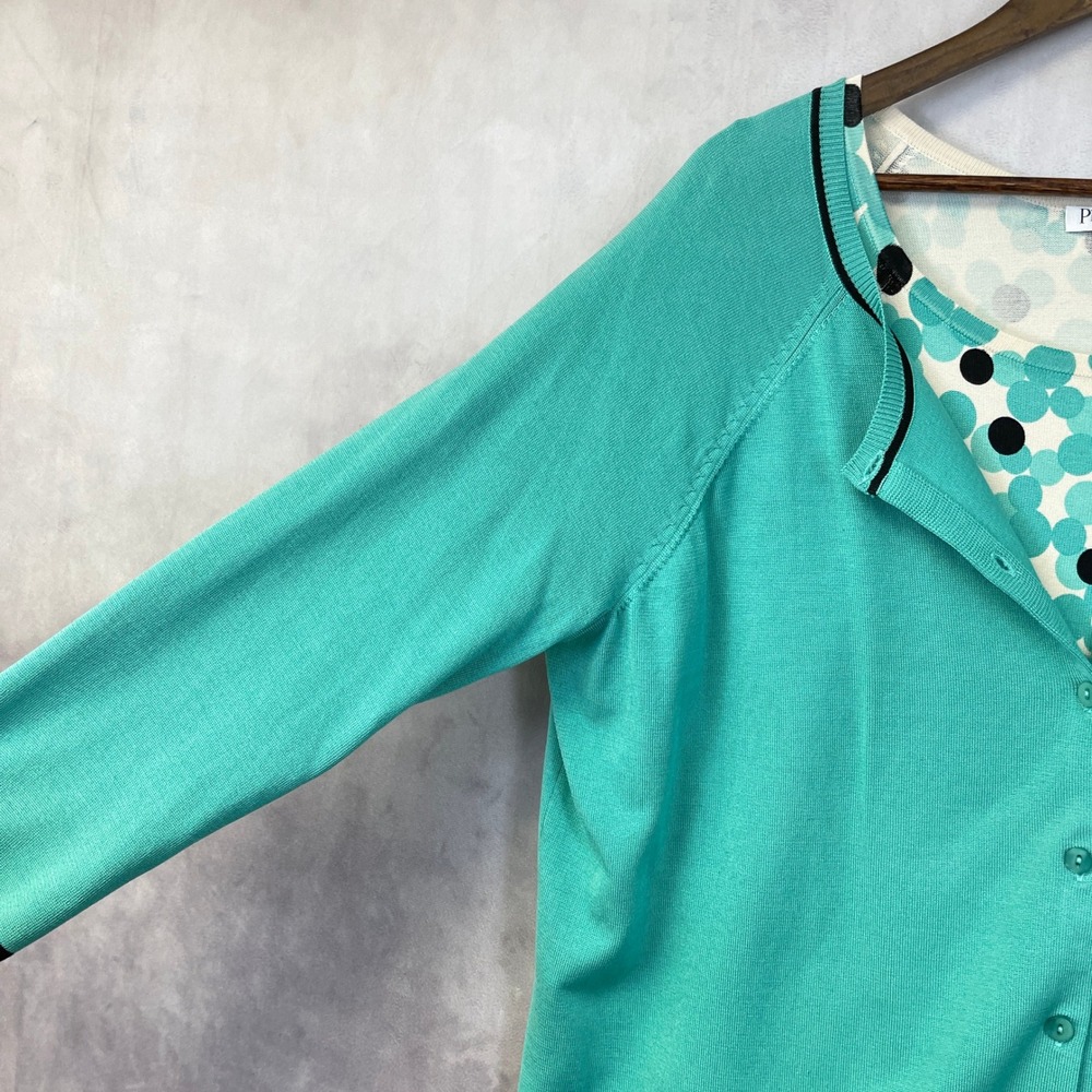 Pendleton Plus Cardigan Twin Set Size 2X Silk Blend Polka Dot Preppy Old Money - Picture 3 of 14